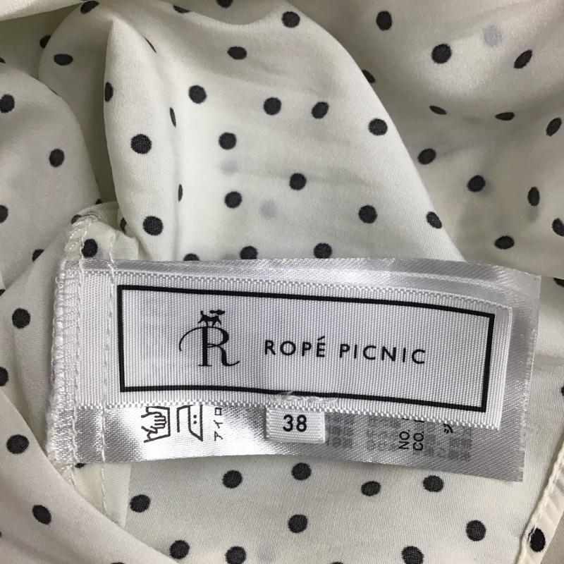 ロペピクニック ROPE  PICNIC カットソー 半袖 GDH-13140-A シャーリングフリルフレアスリーブ 半袖カットソー 38 ドット 白 / ホワイト /  レディース USED 古着 中古 10117405