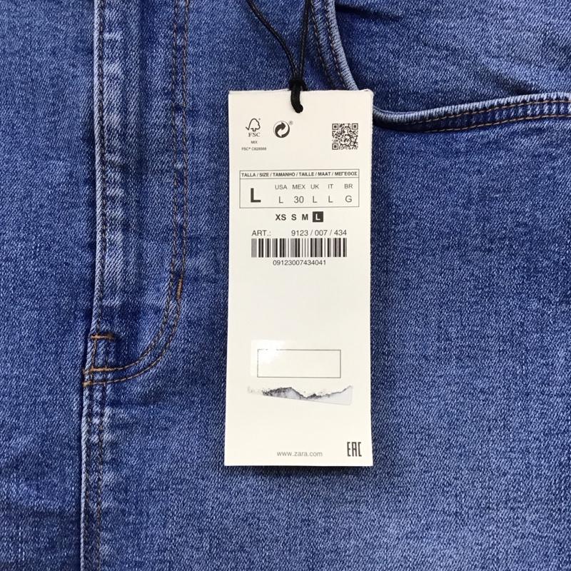 ザラ ZARA スカート ひざ丈スカート 9123 007 434 デニムスカート タグ付き ストレッチ L 無地 水色 / ライトブルー /  レディース USED 古着 中古 10129154
