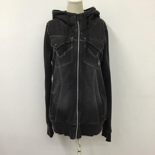 ボルコム VOLCOM パーカー 長袖 長袖パーカー フード付きパーカー ジップアップパーカー M ロゴ、文字 黒 / ブラック /  レディース USED 古着 中古 10114899