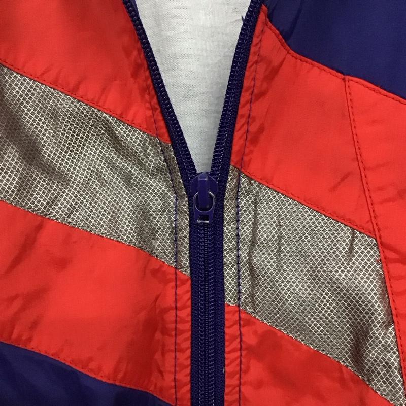 アディダス adidas ジャケット、上着 ジャンパー、ブルゾン ジップアップジャケット ナイロンジャケット アウター L ロゴ、文字 青 / ブルー / X 赤 / レッド / X 銀 / シルバー /  メンズ USED 古着 中古 10140741