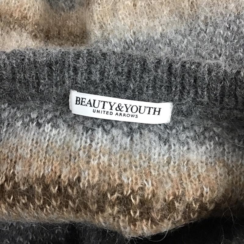 ビューティアンドユース BEAUTY&YOUTH カーディガン 長袖 1628-105-0988 シャギー ショート丈 ボーダー柄 白 / ホワイト / X 灰 / グレー / X ベージュ / ベージュ / X ダークグレー / ダークグレー /  レディース USED 古着 中古 10125820