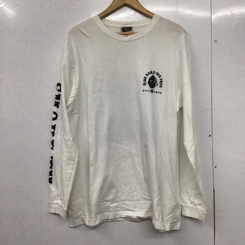 イーブルアクト EVILACT カットソー 長袖 長袖カットソー プリントカットソー クルーネック XL プリント 白 / ホワイト /  メンズ USED 古着 中古 10145269