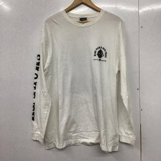 イーブルアクト EVILACT カットソー 長袖 長袖カットソー プリントカットソー クルーネック XL プリント 白 / ホワイト /  メンズ USED 古着 中古 10145269