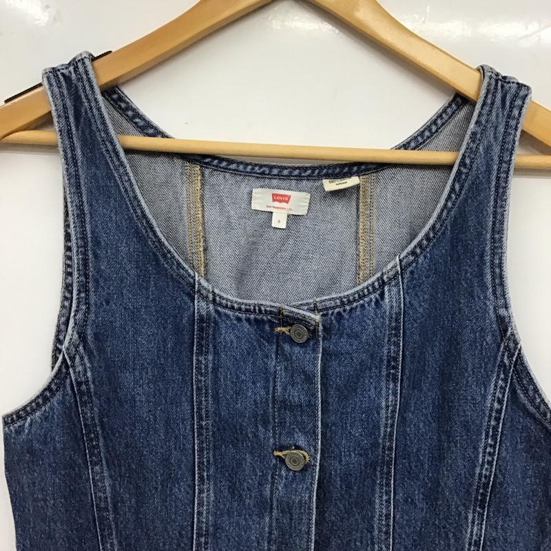 リーバイス Levi s ワンピース ロングスカート 85386-0001 ノースリーブ フロントボタン デニムワンピース S 無地 水色 / ライトブルー /  レディース USED 古着 中古 10131523
