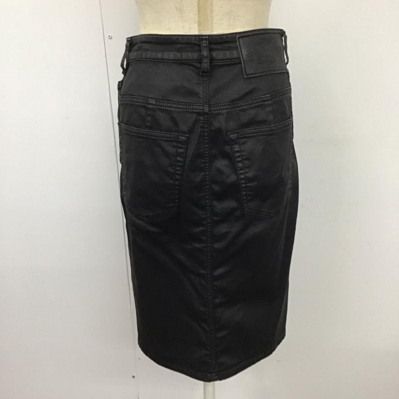 ディーゼル DIESEL スカート ひざ丈スカート D-PAU-SP-NE フロントスリット ストレッチ 無地 黒 / ブラック /  レディース USED 古着 中古 10110871