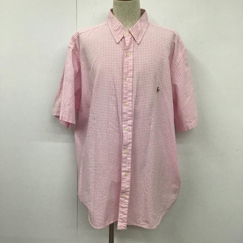 ラルフローレン RALPHLAUREN シャツ、ブラウス 半袖 半袖シャツ ギンガムチェックシャツ ボタンダウンシャツ カラーシャツ ロゴ、文字 白 / ホワイト / X 桃 / ピンク /  メンズ USED 古着 中古 10107023