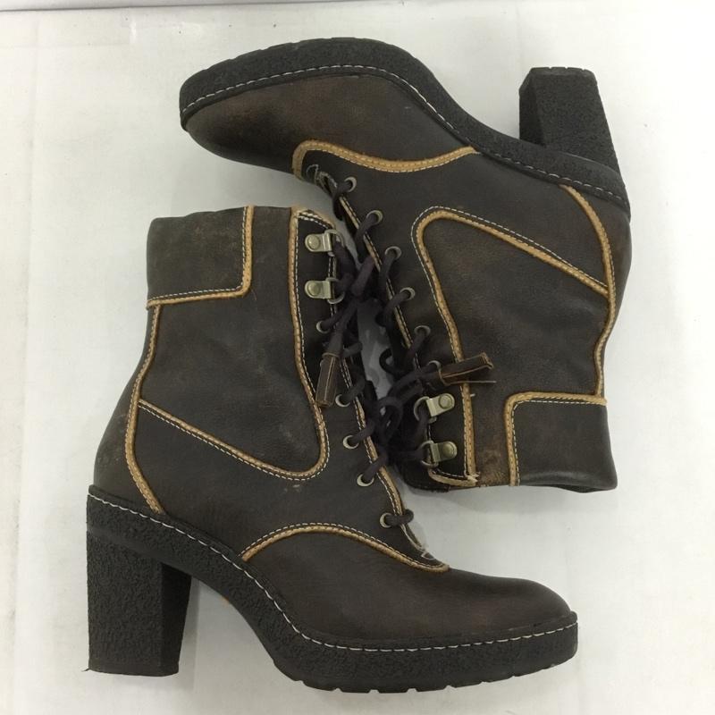 ティンバーランド Timberland ブーツ ショートブーツ 63644 レースアップ ヒール レザー 5.5M ワンポイント ダークブラウン / ダークブラウン /  レディース USED 古着 中古 10145619