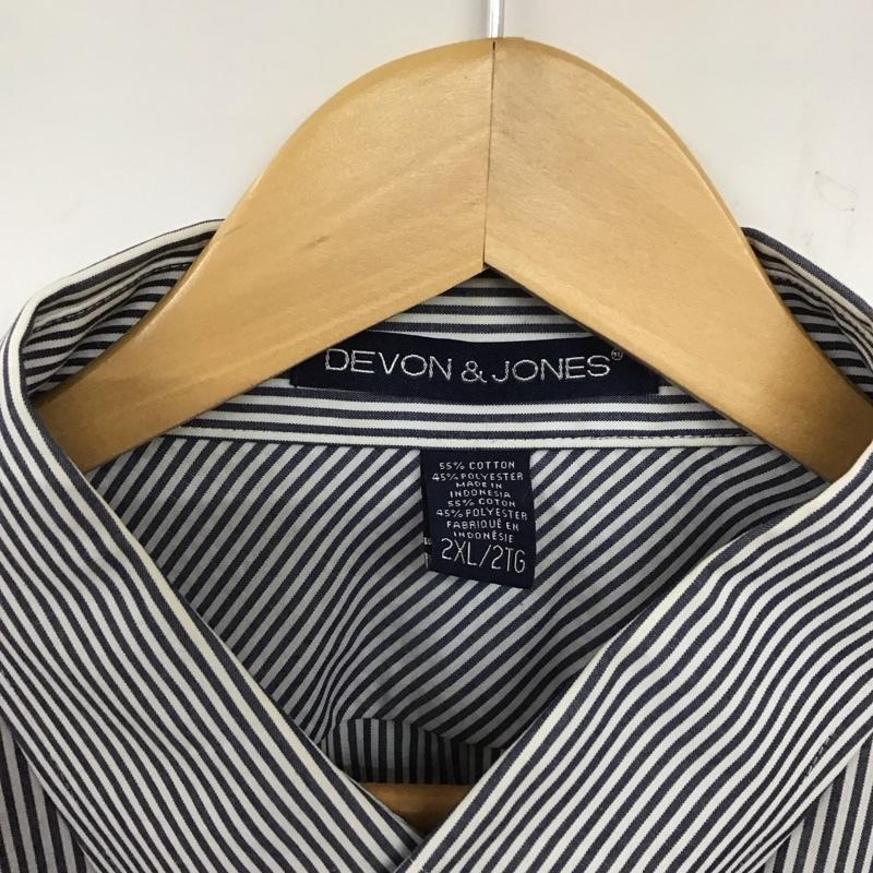 デボンジョーンズ Devon & Jones シャツ、ブラウス 長袖 長袖シャツ ストライプシャツ カラーシャツ ボタンダウンシャツ XXL ストライプ 白 / ホワイト / X 紺 / ネイビー /  メンズ USED 古着 中古 10137085
