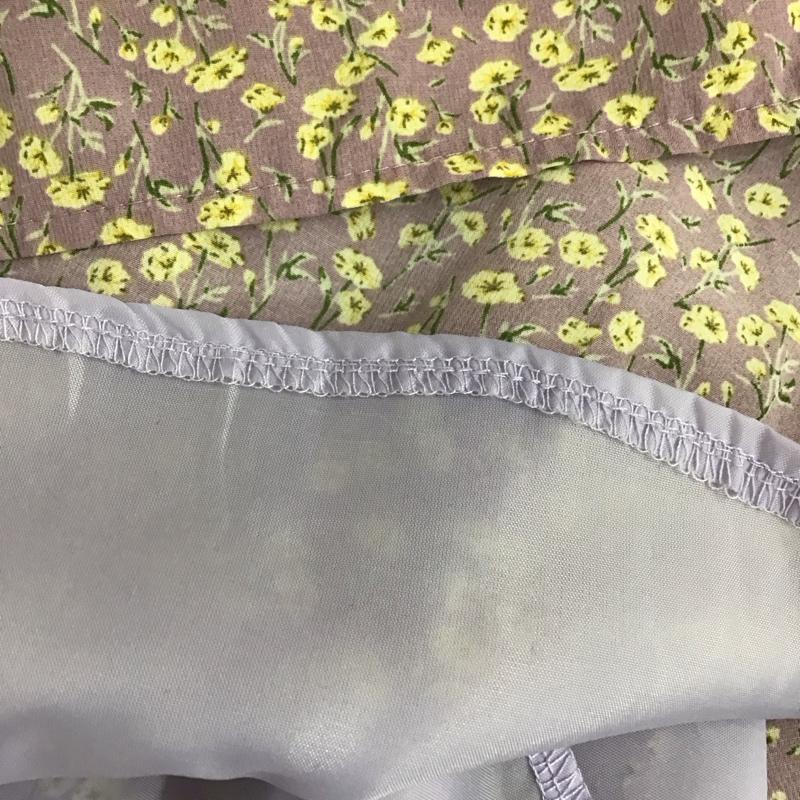 エヘカソポ ehka sopo スカート ロングスカート 1505140 配色パイピング小花プリーツスカート タグ付き FREE 花柄 紫 / パープル /  レディース USED 古着 中古 10120054