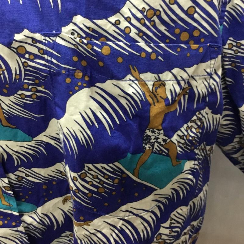 クックストリート COOKE STREET シャツ、ブラウス 半袖 アロハシャツ ボタンダウンシャツ L 総柄 青 / ブルー /  メンズ USED 古着 中古 10108974