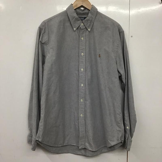 ポロバイラルフローレン Polo by RALPH LAUREN シャツ、ブラウス 長袖 長袖シャツ 無地シャツ カラーシャツ ボタンダウンシャツ XL ロゴ、文字 灰 / グレー /  メンズ USED 古着 中古 10141905