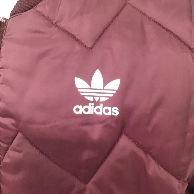 アディダス adidas ジャケット、上着 ジャケット、ブレザー dh5014 キルティング中綿ブルゾン ジップアップジャケット アウター L ロゴ、文字 えんじ / ワインレッド /  メンズ USED 古着 中古 10108488