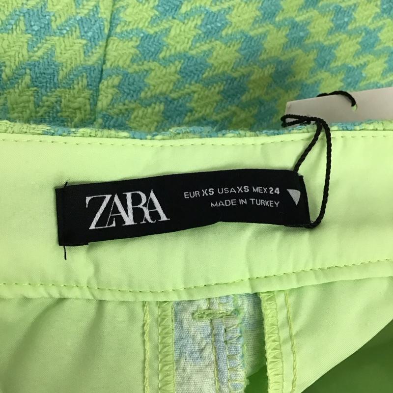 ザラ ZARA パンツ ショートパンツ 4661 500 120 タグ付き XS 千鳥格子 薄緑 / ライトグリーン / X 黄緑 / イエローグリーン /  レディース USED 古着 中古 10120401