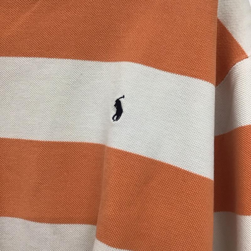 ポロバイラルフローレン Polo by RALPH LAUREN トレーナー 長袖 長袖トレーナー スウェット クルーネック プルオーバー S ボーダー柄 白 / ホワイト / X 橙 / オレンジ /  メンズ USED 古着 中古 10142383