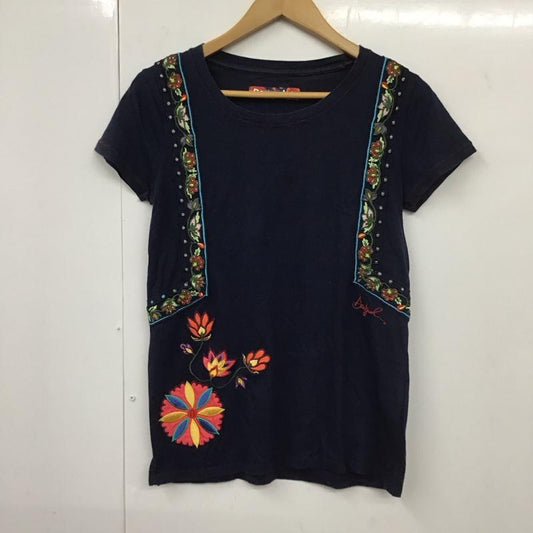 デシグアル Desigual カットソー 半袖 M67T24E4 クルーネック M 刺繍 紺 / ネイビー /  レディース USED 古着 中古 10131095