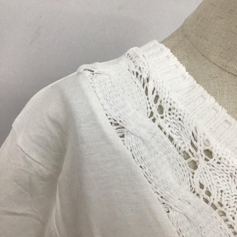 ザラ ZARA カットソー 半袖 7901 480 250 ニット切替 M 無地 白 / ホワイト /  レディース USED 古着 中古 10106996