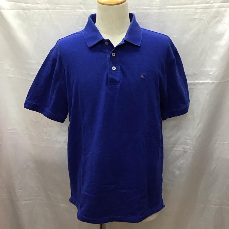 トミーヒルフィガー TOMMY HILFIGER ポロシャツ 半袖 半袖ポロシャツ カラーシャツ 半袖カットソー L ロゴ、文字 青 / ブルー /  メンズ USED 古着 中古 10116249