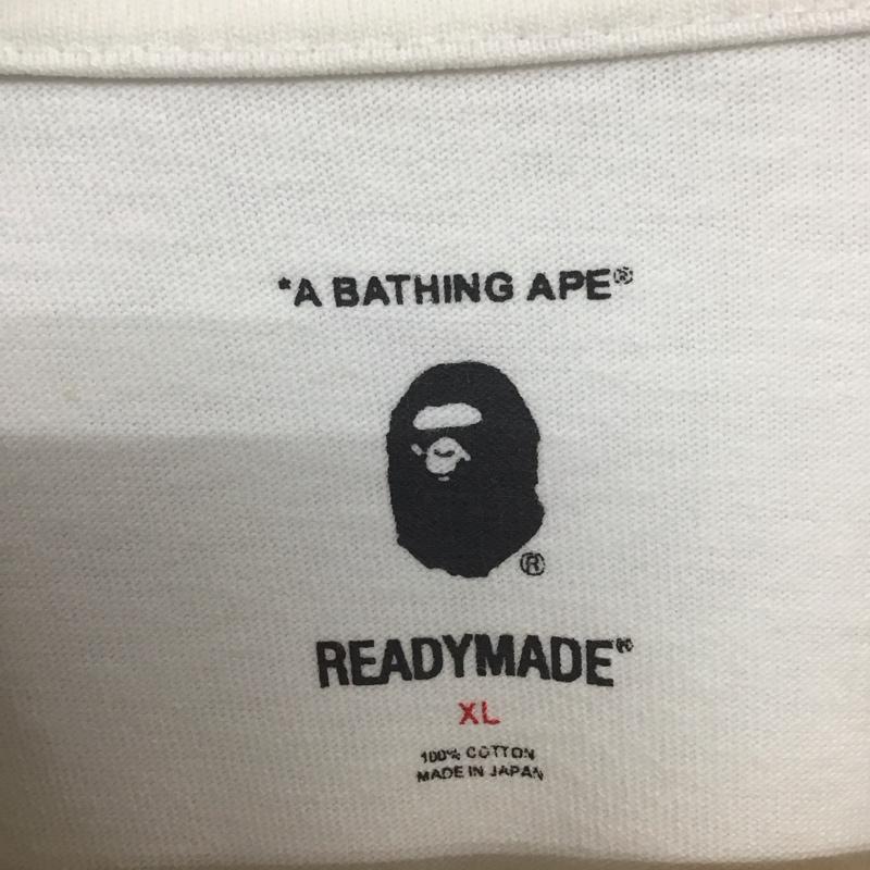 アベイシングエイプ A BATHING APE Tシャツ 半袖 半袖カットソー プリントTシャツ クルーネックカットソー readymade XL ロゴ、文字 白 / ホワイト /  メンズ USED 古着 中古 10132598