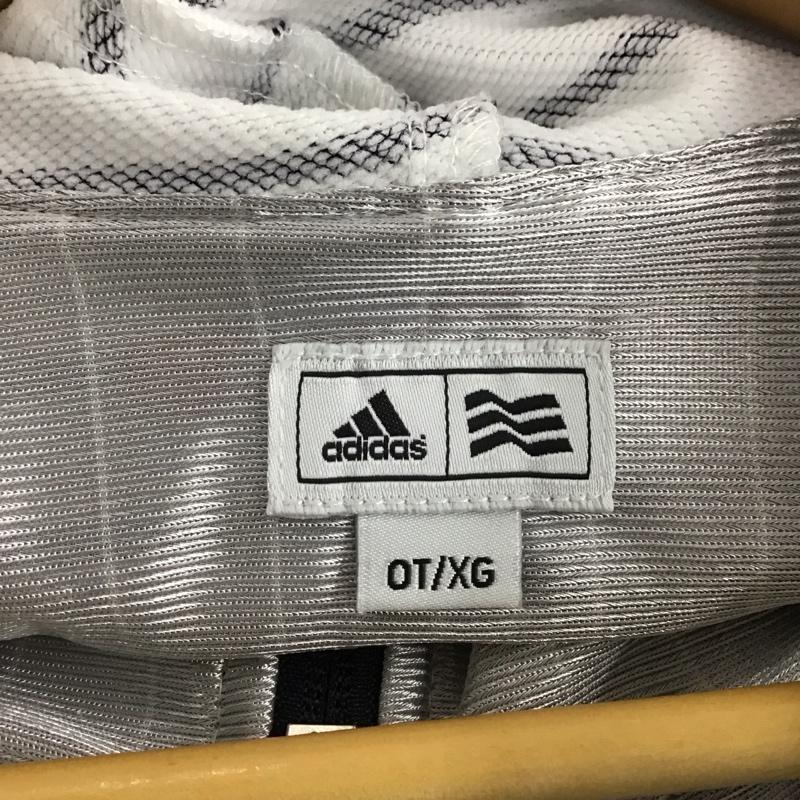 アディダス adidas パーカー 長袖 af8669 ジップアップパーカー ゴルフウェア ボーダー柄 白 / ホワイト / X 紺 / ネイビー /  レディース USED 古着 中古 10142390