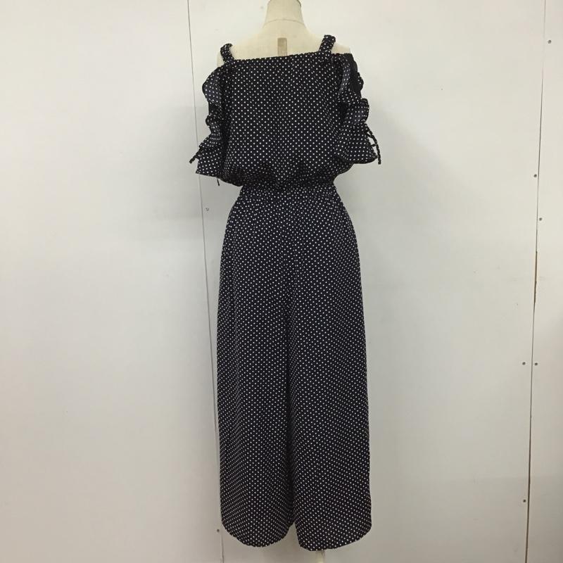 マジェスティックレゴン MAJESTIC LEGON ワンピース・ドレス・オールインワン ワンピース・ドレス・オールインワン 1085059711 ショルダー切替フリルオールインワン ノースリーブオールインワン フレアパンツ フリル袖 M ドット 紺 / ネイビー / X 白 / ホワイト /  レディース USED 古着 中古 10105553