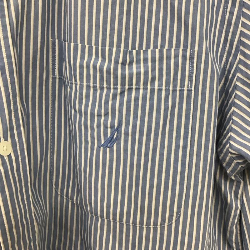 ノーティカ NAUTICA シャツ、ブラウス 半袖 半袖シャツ ストライプシャツ ボタンダウンシャツ L ストライプ 水色 / ライトブルー /  メンズ USED 古着 中古 10133129