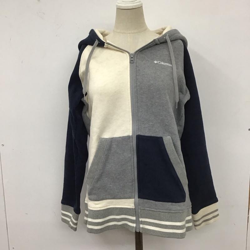 コロンビア Columbia パーカー 長袖 216 PL2557 ジップアップ ジップパーカー 裏起毛 L ロゴ、文字 灰 / グレー / X 紺 / ネイビー / X アイボリー / アイボリー /  レディース USED 古着 中古 10111067