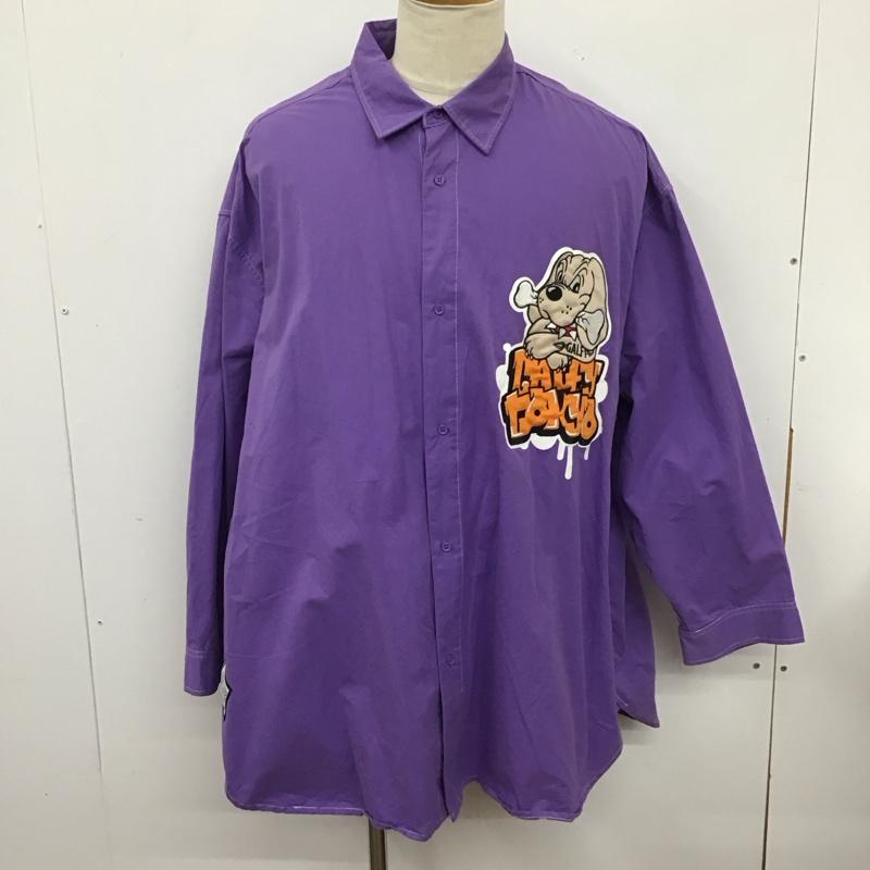 ガルフィー GALFY シャツ、ブラウス 長袖 長袖シャツ ノーポケットシャツ カラーシャツ ロゴ、文字 紫 / パープル /  メンズ USED 古着 中古 10126230