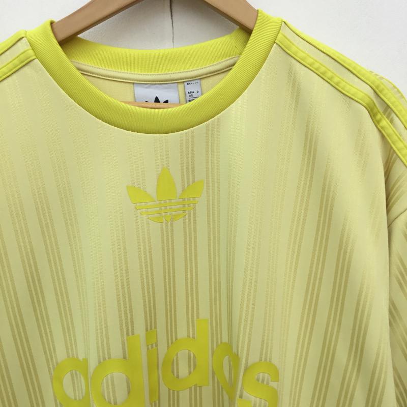アディダス adidas Tシャツ 半袖 JP1026 XL ロゴ、文字 黄 / イエロー /  メンズ USED 古着 中古 10144405
