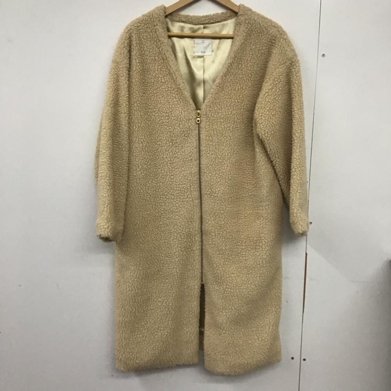 ビス ViS コート コート一般 BVO-3708-B フロントZIPノーカラーボアコート M 無地 ベージュ / ベージュ /  レディース USED 古着 中古 10132861