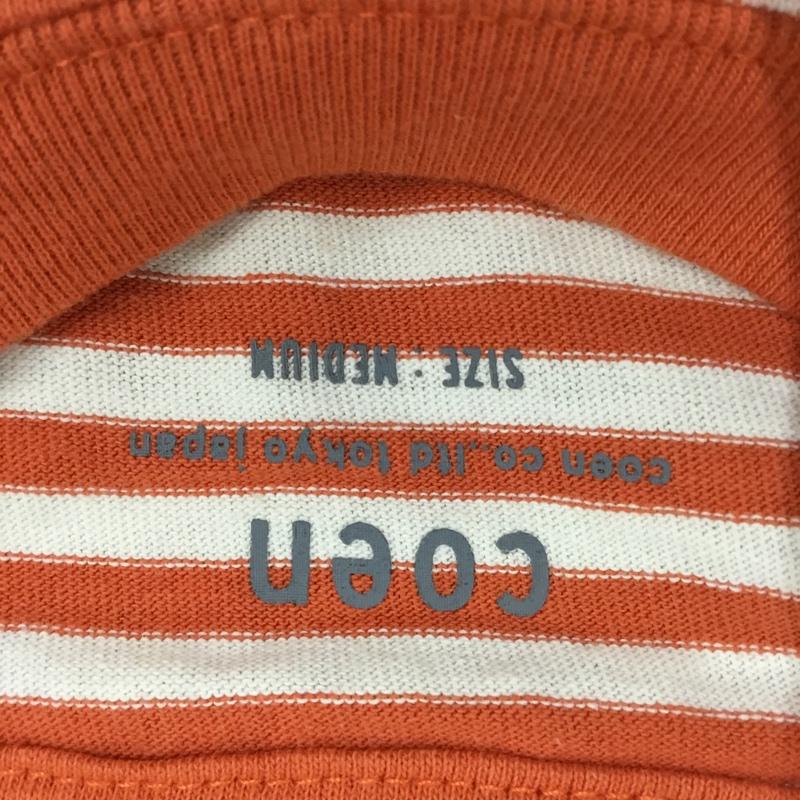 コーエン coen Tシャツ 半袖 7525-637-0260 ロゴ刺繍 M ボーダー柄 橙 / オレンジ / X アイボリー / アイボリー /  メンズ USED 古着 中古 10119324