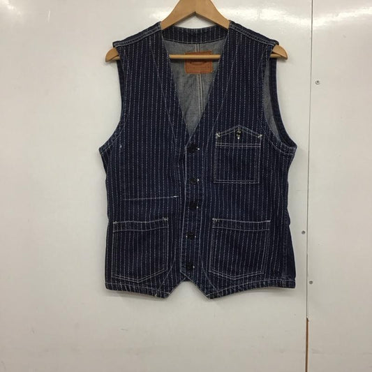 フラットヘッド The Flat Head ベスト ベスト dv-01w ウォバッシュデニムベスト ノースリーブカットソー 前開ボタン 40 ストライプ インディゴ / インディゴ /  メンズ USED 古着 中古 10141807