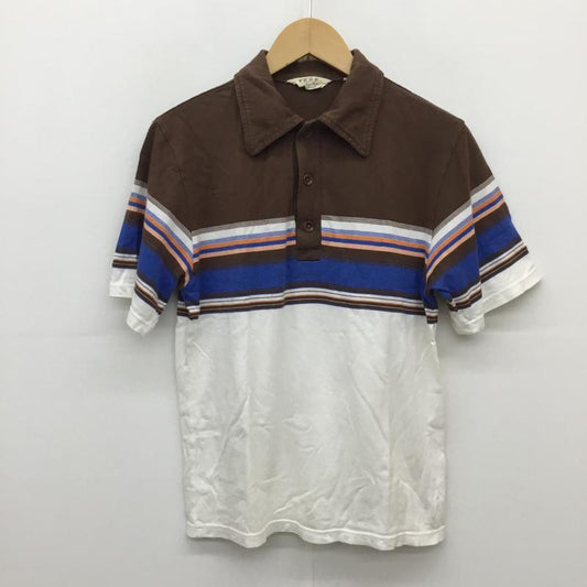 フラットヘッド The Flat Head ポロシャツ 半袖 M  茶 / ブラウン / X 白 / ホワイト / X 青 / ブルー / X 橙 / オレンジ /  メンズ USED 古着 中古 10130863