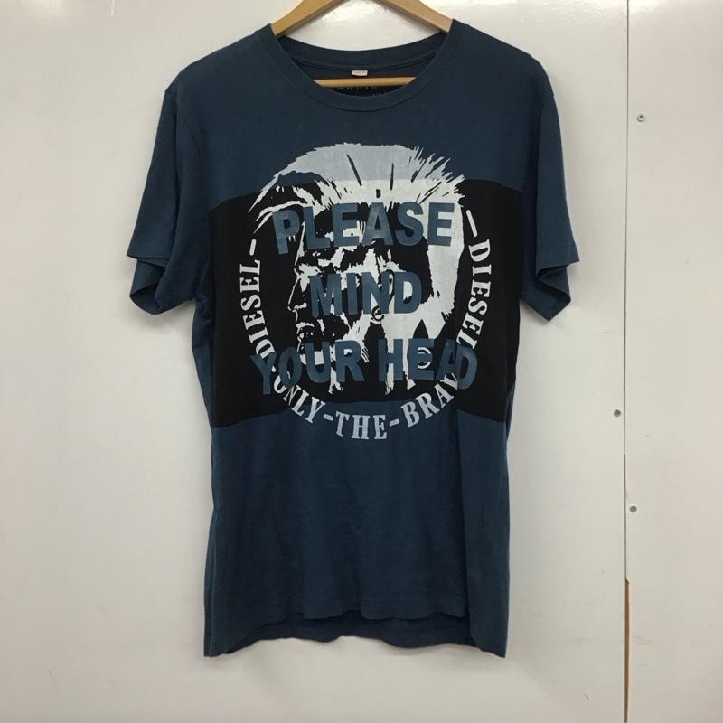 ディーゼル DIESEL Tシャツ 半袖 半袖カットソー プリントTシャツ クルーネックカットソー M プリント 青 / ブルー /  メンズ USED 古着 中古 10132372