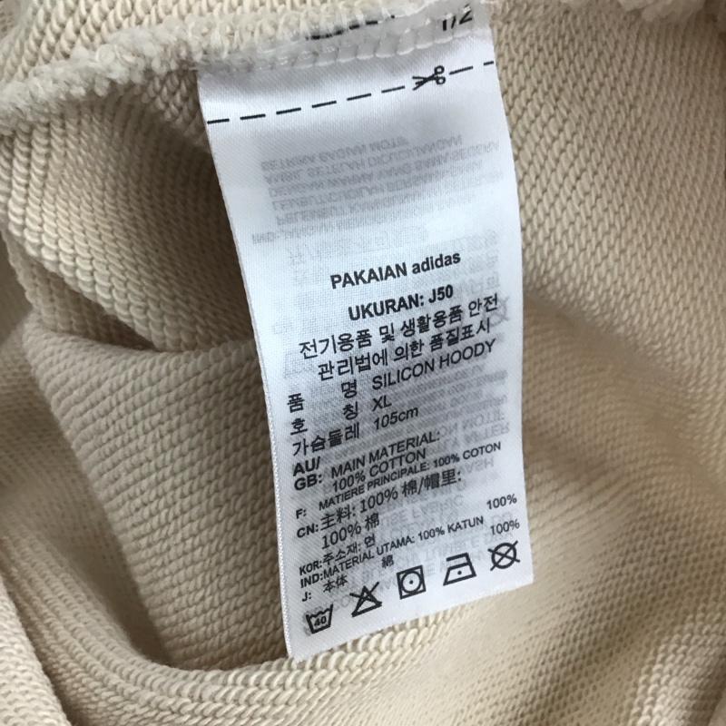 アディダス adidas パーカー 長袖 gn3311 シリコンダブルリニアバッジパーカ 0 ロゴ、文字 ベージュ / ベージュ /  メンズ USED 古着 中古 10149173
