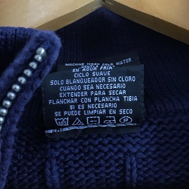 ポロジーンズ Polo Jeans Co. ニット、セーター 長袖 長袖ニット ジップアップネック スタンドカラー XL ロゴ、文字 紺 / ネイビー /  メンズ USED 古着 中古 10143200
