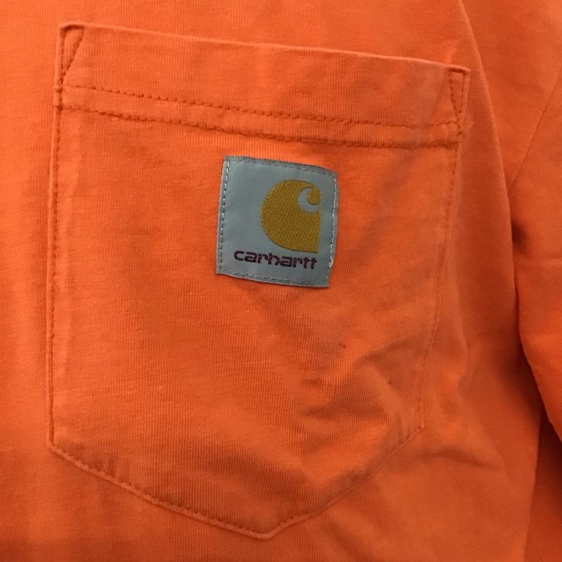 カーハート Carhartt カットソー 長袖 長袖カットソー クルーネックカットソー ロングスリーブカットソー プリントTシャツ XL ロゴ、文字 橙 / オレンジ /  メンズ USED 古着 中古 10112755