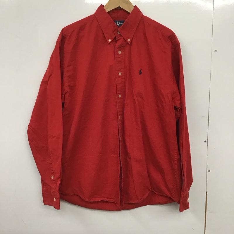 ラルフローレン RALPHLAUREN シャツ、ブラウス 長袖 長袖シャツ 無地シャツ カラーシャツ ボタンダウンシャツ L ロゴ、文字 赤 / レッド /  メンズ USED 古着 中古 10144905