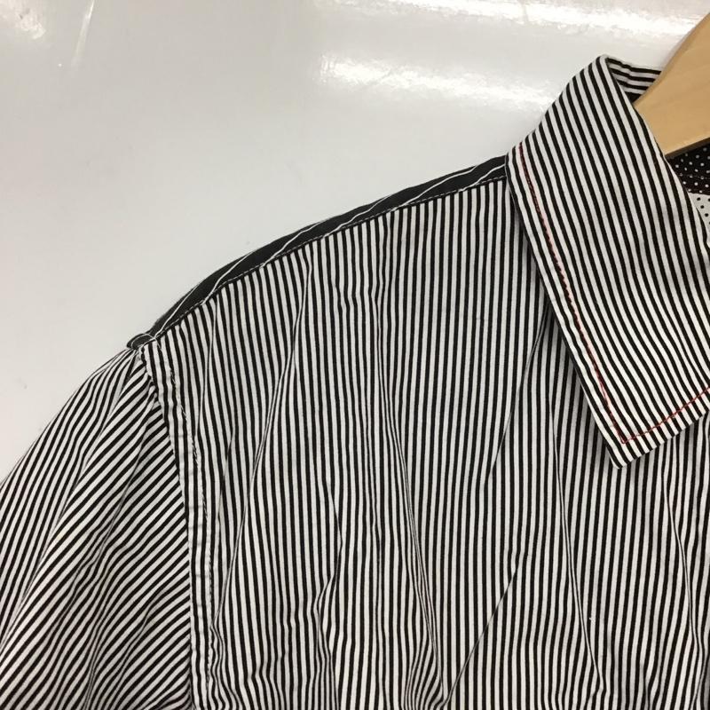 カステルバジャック CASTELBAJAC シャツ、ブラウス 半袖 半袖シャツ ストラップシャツ カジュアルシャツ 4 ストライプ 白 / ホワイト / X 黒 / ブラック /  メンズ USED 古着 中古 10137132