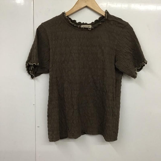 サマンサモスモス Samansa Mos2 Tシャツ 半袖 1212616 カットシャーリング 配色メロウ 半袖カットソー FREE 無地 茶 / ブラウン /  レディース USED 古着 中古 10131093