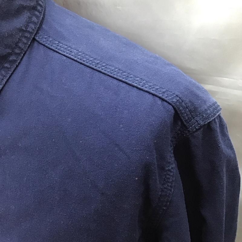 カブー KAVU シャツ、ブラウス 長袖 11864085 日本製 コットン L ロゴ、文字 紺 / ネイビー /  メンズ USED 古着 中古 10121167