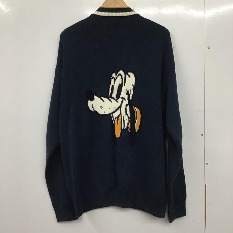 ザラ ZARA カーディガン 長袖 5755 316 400 Disney プルート Vネック L キャラクター 紺 / ネイビー /  メンズ USED 古着 中古 10140233