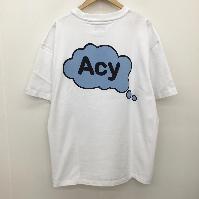 エーシー Acy Tシャツ 半袖 3 ロゴ、文字 白 / ホワイト /  メンズ USED 古着 中古 10151120