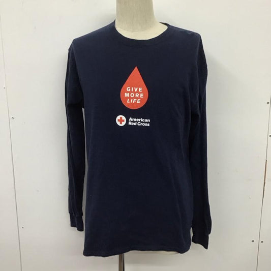 ギルダン GILDAN カットソー 長袖 長袖カットソー クルーネックカットソー ロングスリーブカットソー プリントTシャツ M ロゴ、文字 紺 / ネイビー /  メンズ USED 古着 中古 10108028