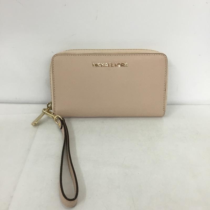 マイケルコース MICHAEL KORS 財布 長財布 35F8GTVW7L ラウンドファスナー ロゴ、文字 桃 / ピンク /  レディース USED 古着 中古 10138052