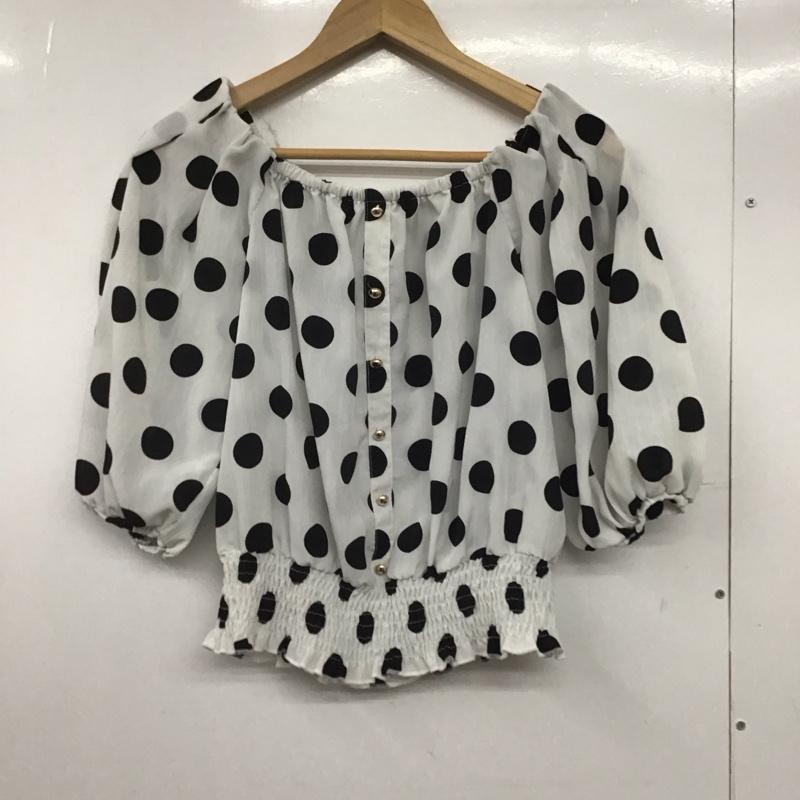 ロイヤルパーティー ROYAL PARTY シャツ、ブラウス 半袖 7212-421-8 ドットオフショルパフブラウス FREE ドット 白 / ホワイト / X 黒 / ブラック /  レディース USED 古着 中古 10146776