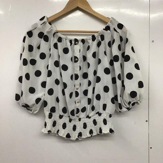 ロイヤルパーティー ROYAL PARTY シャツ、ブラウス 半袖 7212-421-8 ドットオフショルパフブラウス FREE ドット 白 / ホワイト / X 黒 / ブラック /  レディース USED 古着 中古 10146776