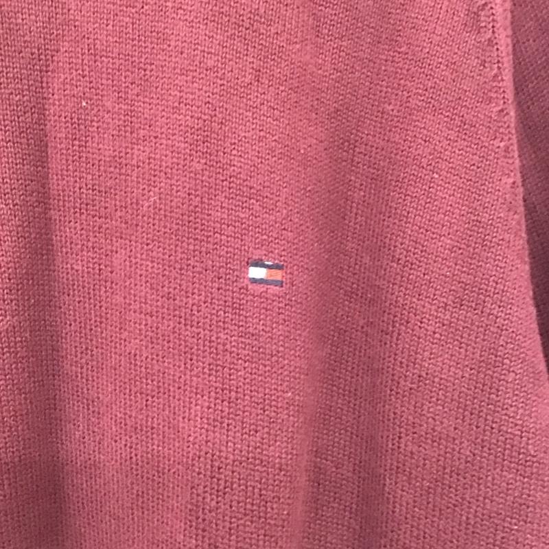 トミーヒルフィガー TOMMY HILFIGER ニット、セーター 長袖 長袖ニットカットソー クルーネック セーター XL ロゴ、文字 えんじ / ワインレッド /  メンズ USED 古着 中古 10141810