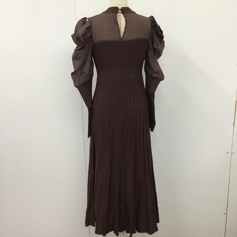 マーキュリーデュオ MERCURYDUO ワンピース ロングスカート 002250301101-01 異素材ドレープロングスリーブニットワンピース S 無地 茶 / ブラウン /  レディース USED 古着 中古 10120764