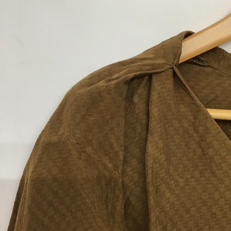 コラム COLUMN シャツ、ブラウス 長袖 21-140-10-010002 ボウタイブラウス 38 無地 茶 / ブラウン /  レディース USED 古着 中古 10141571