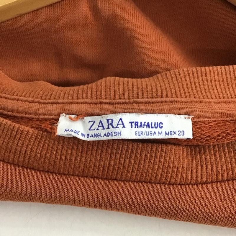 ザラ ZARA TRAFALUC トレーナー 長袖 長袖トレーナー スウェット クルーネック プルオーバー M ロゴ、文字 茶 / ブラウン /  レディース USED 古着 中古 10136765